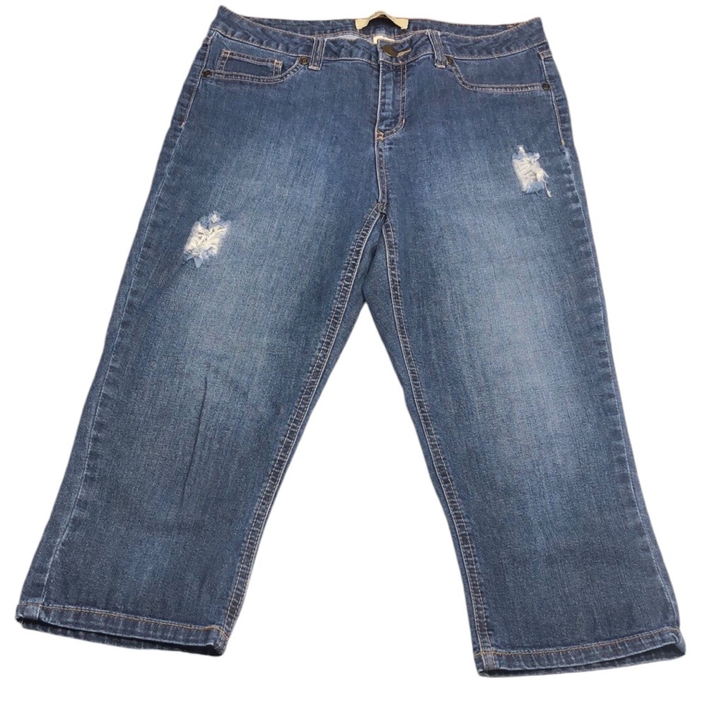 LIKE NEW D.JEANS FACTORY DISTRESS DENIM CAPRIS 8/29x20 ⭐